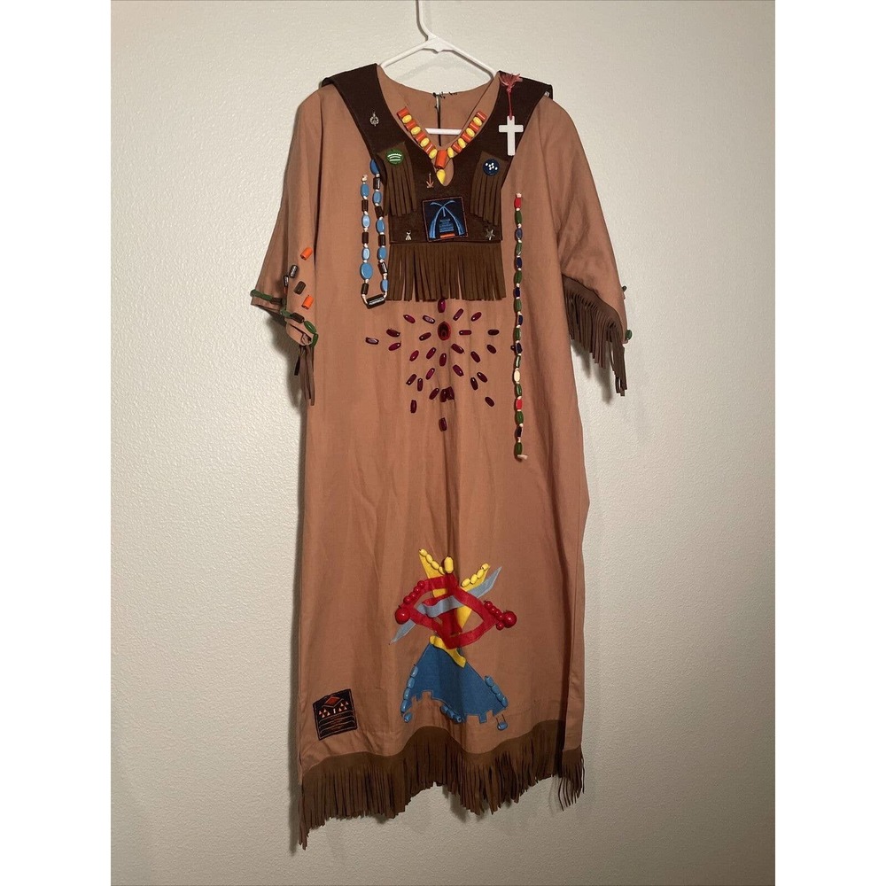 Vintage Camp Fire Girls Dress Ceremonial Indian Beadwork Patches And Pins